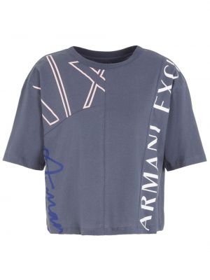 Pamut póló nyomtatás Armani Exchange kék