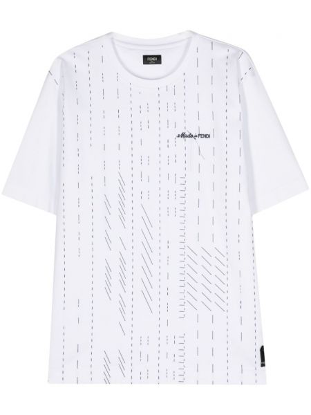 Βαμβακερή μπλούζα με κέντημα Fendi