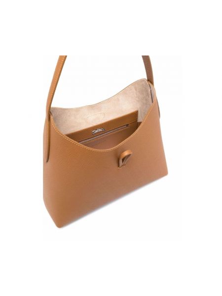 Bolsa de hombro de cuero de bambú Longchamp marrón