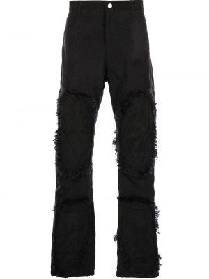 Pantalones rectos con flecos slim fit Kanghyuk negro