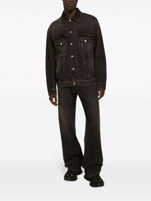Džínová bunda s výšivkou Dolce & Gabbana černá