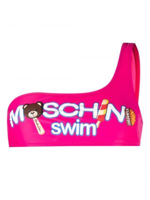 Asimetrični bikini s printom Moschino ružičasta