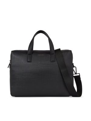 Карирани чанта за лаптоп Calvin Klein черно