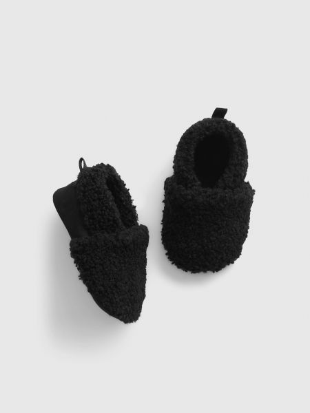 Domáce papuče s kožušinou Gap čierna