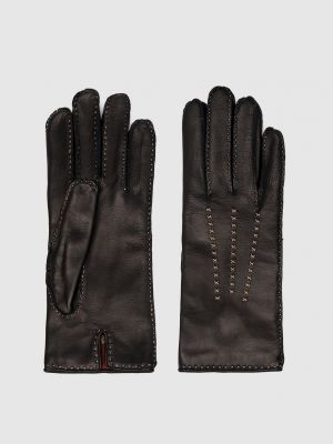 Черные кожаные перчатки Loro Piana