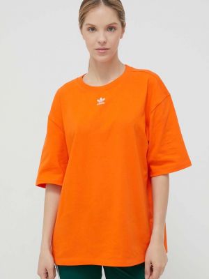 Bavlněné tričko Adidas Originals oranžové