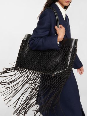 Мрежести кожени шопинг чанта Gabriela Hearst черно