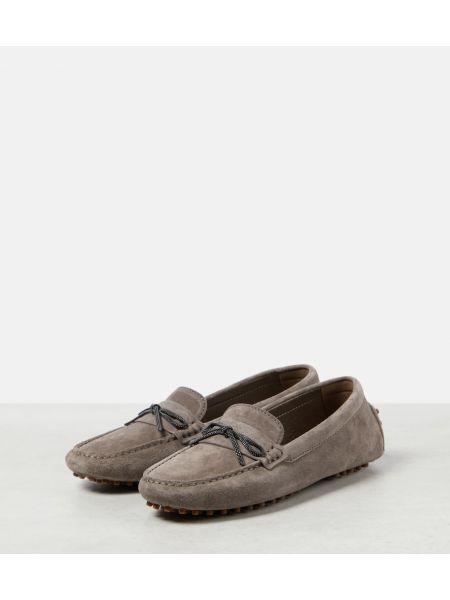 Mocassins avec perles Brunello Cucinelli gris