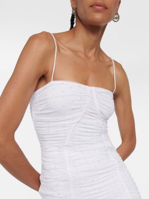 Midi šaty se síťovinou Rotate Birger Christensen bílé