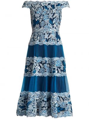 Φλοράλ μίντι φόρεμα Tadashi Shoji μπλε