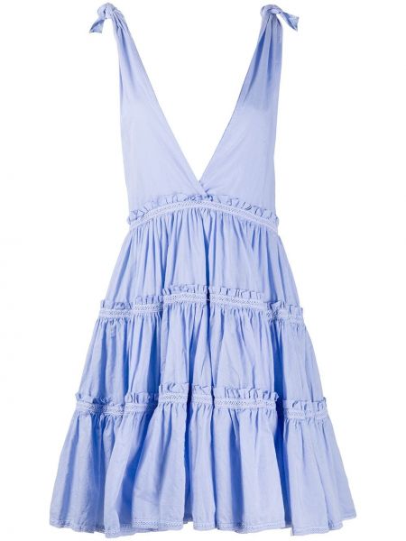 Платье с оборками с V-образным вырезом Alessia Santi, синее