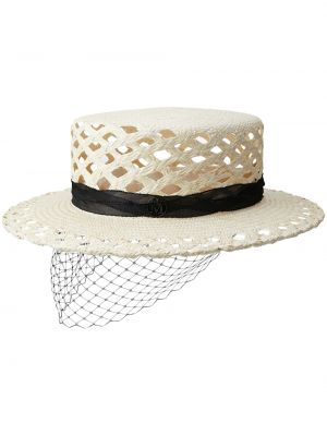 Cappello intrecciato Maison Michel bianco