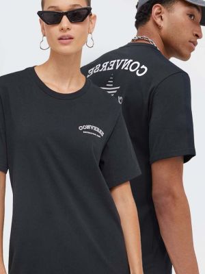 Bavlněné tričko s potiskem Converse černé