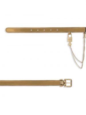 Lakovaný kožený pásek Dolce & Gabbana zlatý
