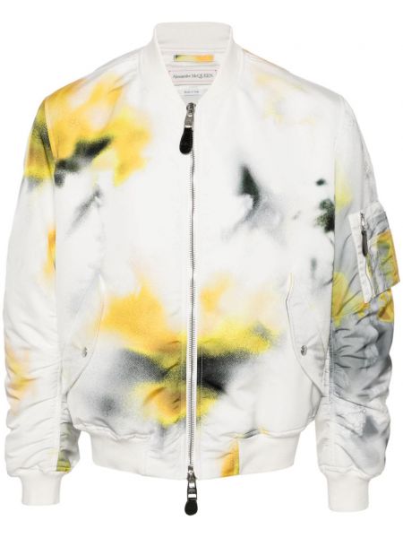 Blomstret bomberjakke Alexander Mcqueen hvid