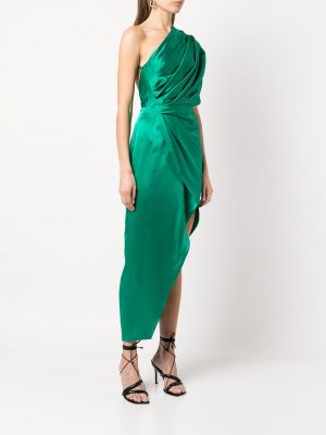 Asymetrické večerní šaty s otevřenými zády Michelle Mason zelené