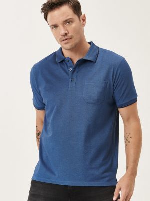 Brīva piegriezuma kokvilnas polo krekls ar kabatām Altinyildiz Classics zils