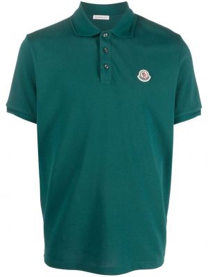Tricou polo cu broderie din bumbac Moncler verde