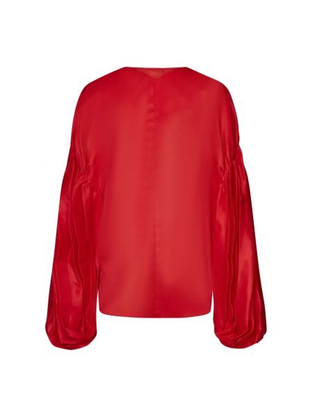 Camisa de seda con volantes Khaite rojo