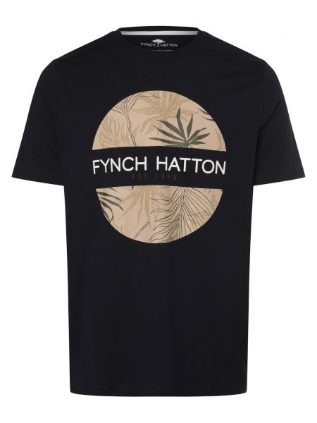 Koszulka bawełniana z nadrukiem Fynch-hatton niebieska