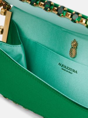 Satenska torbica za čez ramo Aquazzura zelena
