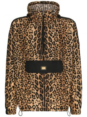 Raštuotas striukė su gobtuvu leopardinis Dolce & Gabbana
