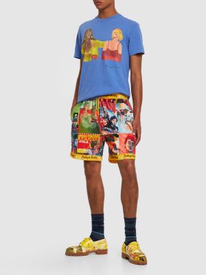 Bavlněné tričko s potiskem jersey Kidsuper Studios fialové