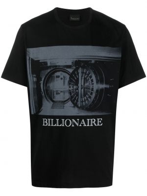 Raštuotas medvilninis marškinėliai Billionaire juoda
