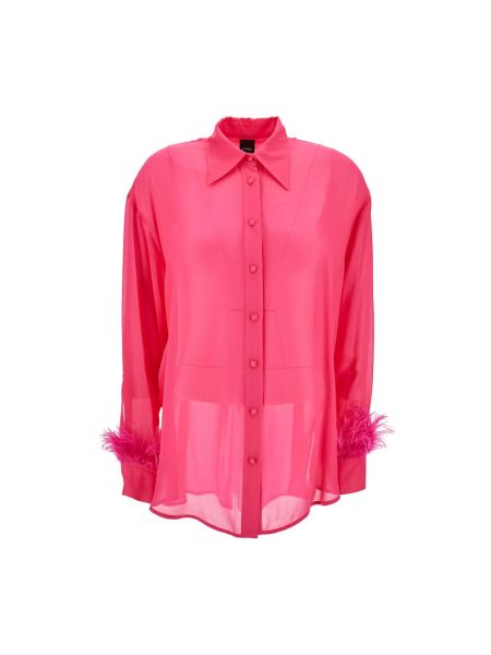 Bluse mit federn Pinko pink