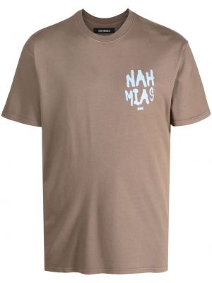 Bavlnené tričko Nahmias hnedá