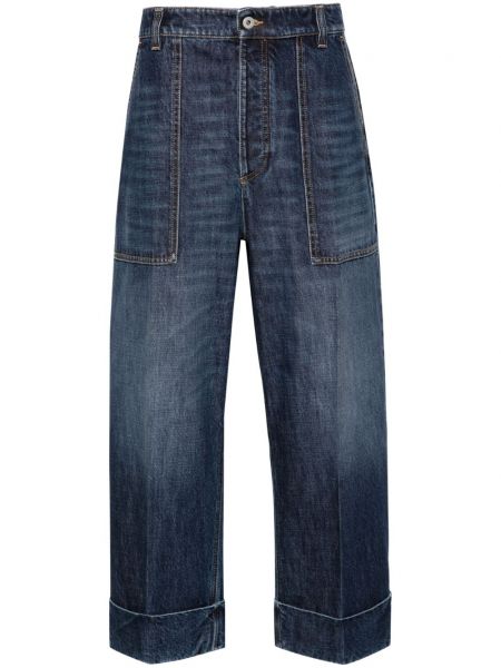 Straight fit džíny s vysokým pasem Bottega Veneta modré