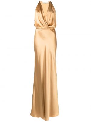 Drapiruotas vakarinė suknelė Michelle Mason auksinė