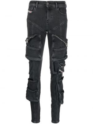 Skinny fit džinsai su kišenėmis Diesel juoda