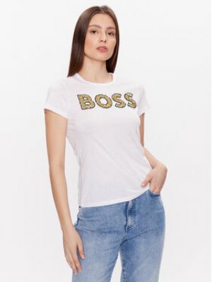 Slim fit priliehavé tričko Boss biela