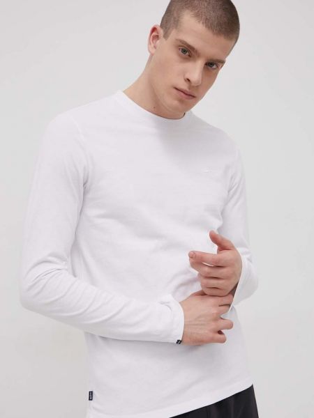 Bavlněné tričko s dlouhým rukávem s dlouhými rukávy Superdry bílé