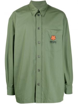 Gėlėta medvilninė marškiniai Kenzo žalia