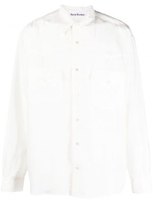 Košeľa s potlačou s vreckami Acne Studios biela