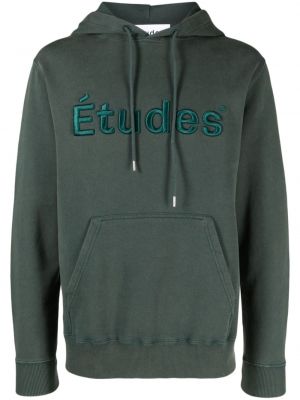 Siuvinėtas džemperis su gobtuvu Etudes žalia