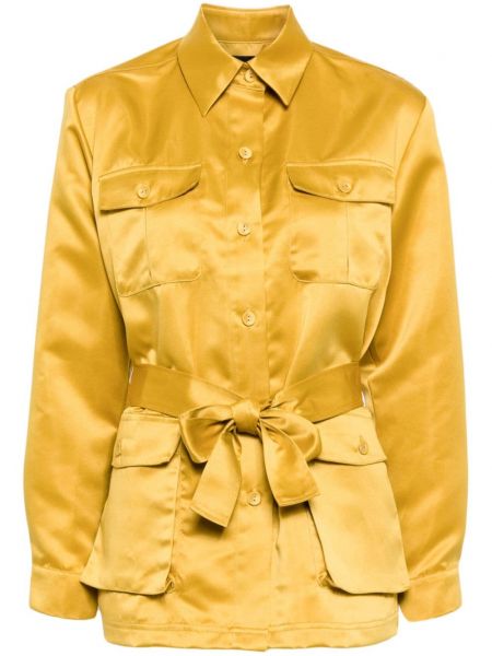 Plisovaná saténová bunda Cynthia Rowley žlutá