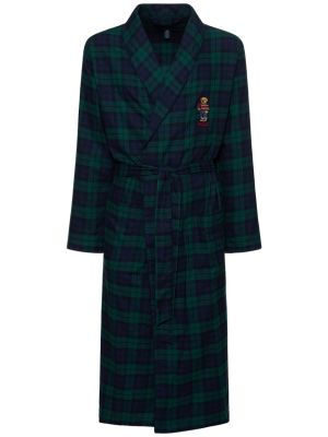 Szlafrok bawełniany w kratkę Polo Ralph Lauren zielony