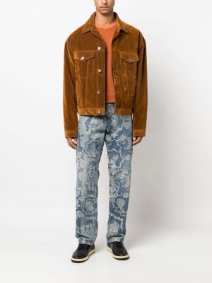 Bavlněná džínová bunda s výšivkou Etro hnědá