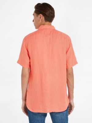 Lněná košile Tommy Hilfiger růžová