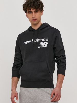 Bluza z kapturem z nadrukiem New Balance czarna