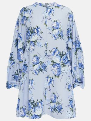 Květinové mini šaty z polyesteru Emilia Wickstead - modrá