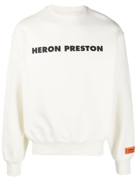 Felpa di cotone con stampa con stampa Heron Preston bianco