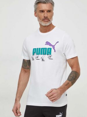 Koszulka bawełniana z nadrukiem Puma biała