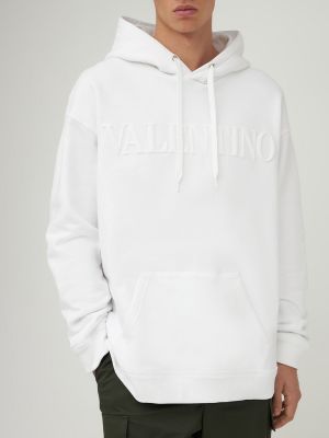 Bavlněná mikina s kapucí jersey Valentino bílá