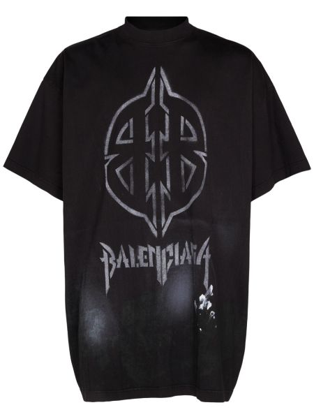 T-shirt en coton rétro Balenciaga noir