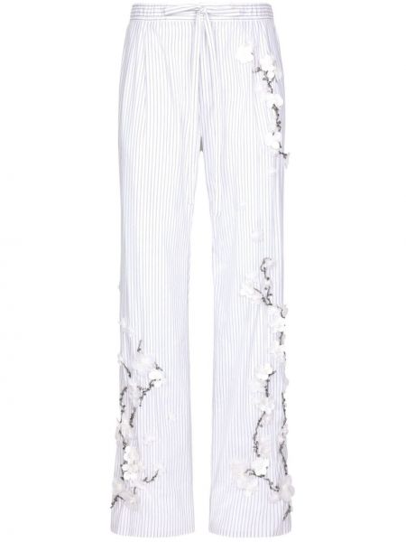 Pantaloni cu picior drept din bumbac cu model floral Dolce & Gabbana