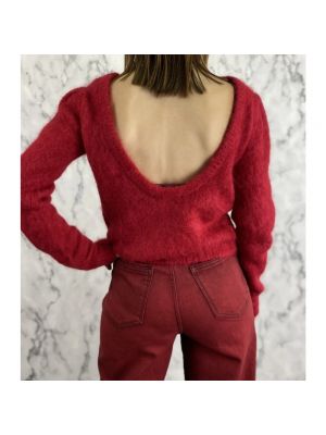 Sweter z otwartymi plecami z futerkiem z dżerseju Ba&sh czerwony
